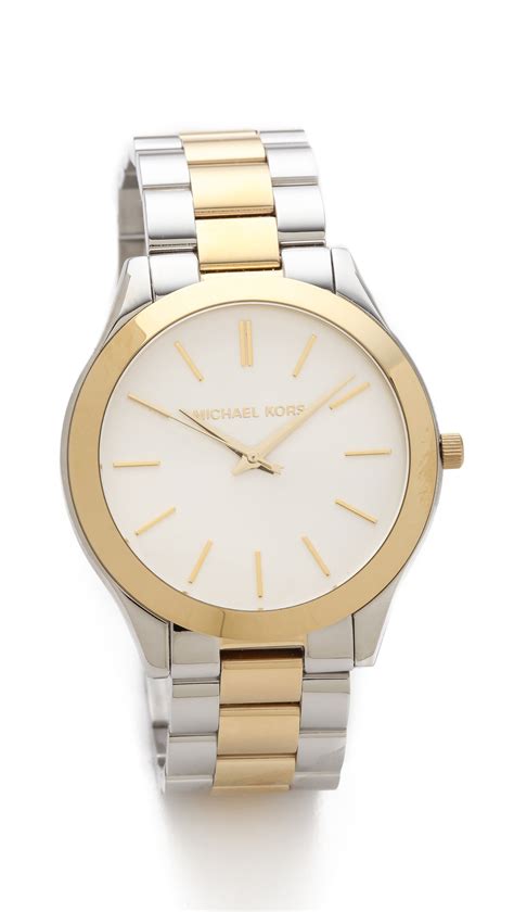 michael kors slim runway watch gold silver|Michael Kors oversized runway watch.